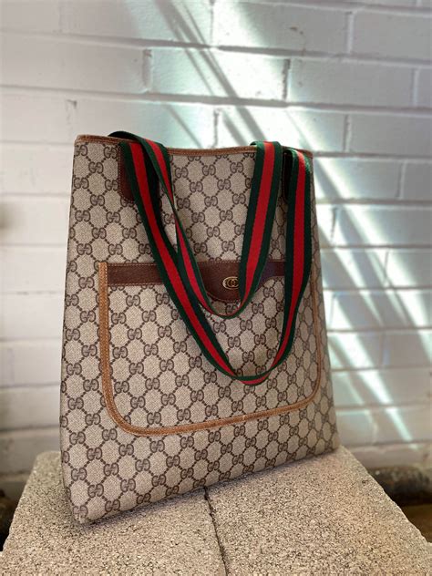 gucci vintage leather tote bag|gucci canvas tote bags.